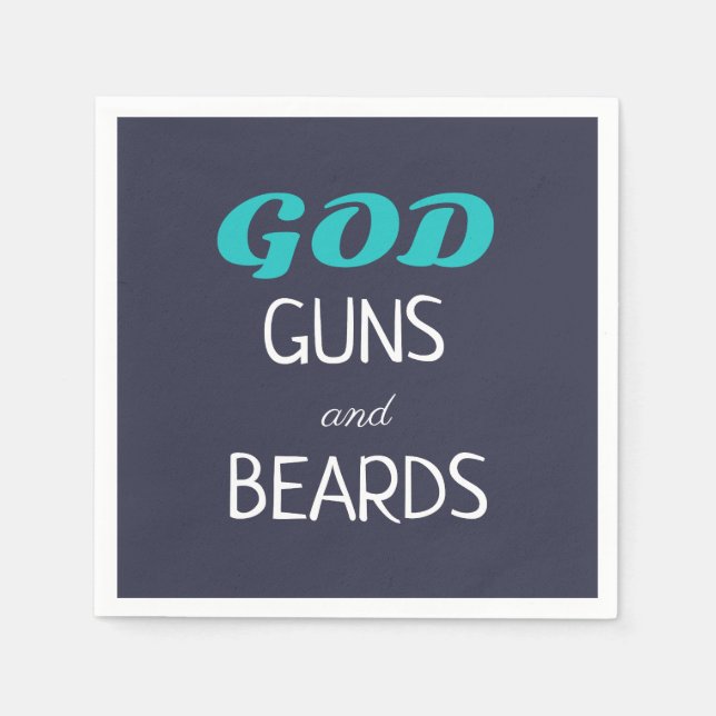 God Guns and Beards Funny Napkin (Front)