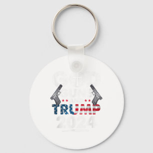 God Guns And Trump 2024 Usa American Flag _1 Key Ring
