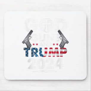 God Guns And Trump 2024 Usa American Flag _1  Mouse Mat