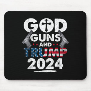 God Guns And Trump 2024 Usa American Flag Mouse Mat