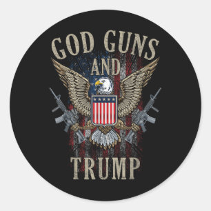 God Guns And Trump 2nd Amendment Flag Ar15 Classic Round Sticker