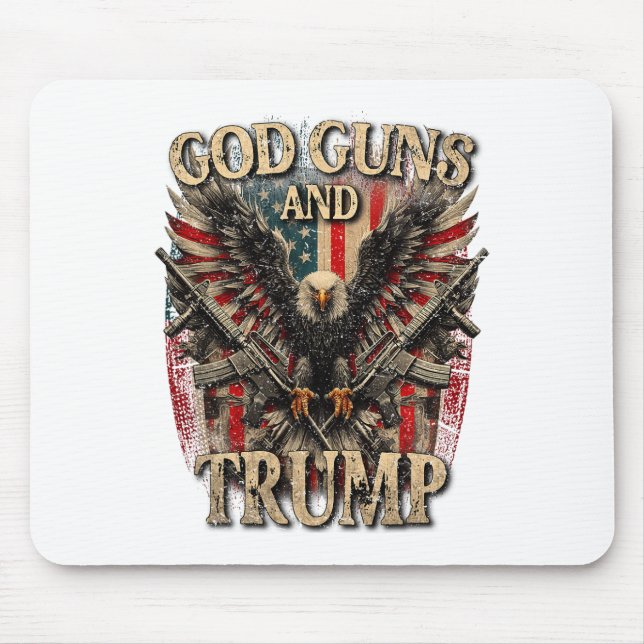 God Guns And Trump 2nd Amendment Flag Eagle Americ Mouse Mat (Front)