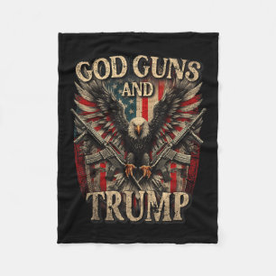 God Guns And Trump 2nd Amendment Flag Eagle Fleece Blanket