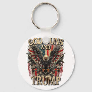 God Guns And Trump 2nd Amendment Flag Eagle Key Ring