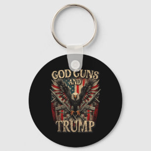God Guns And Trump 2nd Amendment Flag Eagle Key Ring