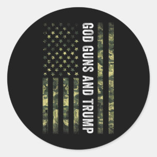God Guns And Trump 2nd Amendment Usa Flag American Classic Round Sticker