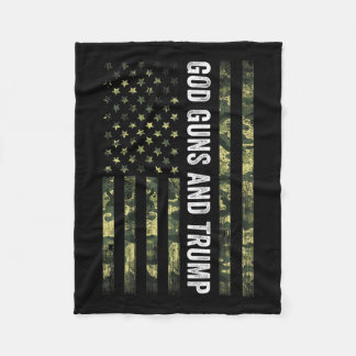 God Guns And Trump 2nd Amendment Usa Flag American Fleece Blanket