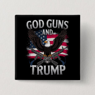God Guns And Trump Eagle American Flag Vintage 15 Cm Square Badge