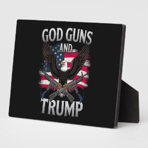 God Guns And Trump Eagle American Flag Vintage Plaque