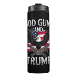 God Guns And Trump Eagle American Flag Vintage Thermal Tumbler