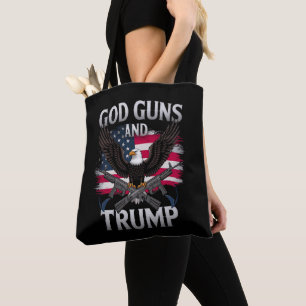 God Guns And Trump Eagle American Flag Vintage Tote Bag