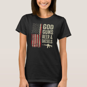 God Guns Beer & Diesels Mens Usa Truck Mechanic O T-Shirt