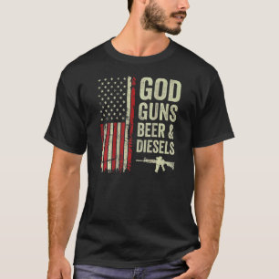 God Guns Beer & Diesels Mens Usa Truck Mechanic O T-Shirt