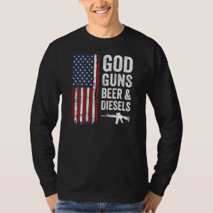 God Guns Beer & Diesels Mens Usa Truck Mechanic T-Shirt
