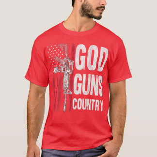 God Guns Country AR15 Gun Rights American Flag Pat T-Shirt