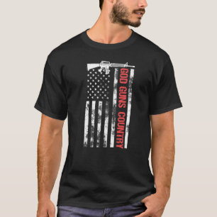 God Guns Country With Gun American Flag Patriotic T-Shirt