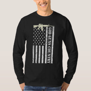 God Guns Country With Gun American Flag Patriotic_ T-Shirt