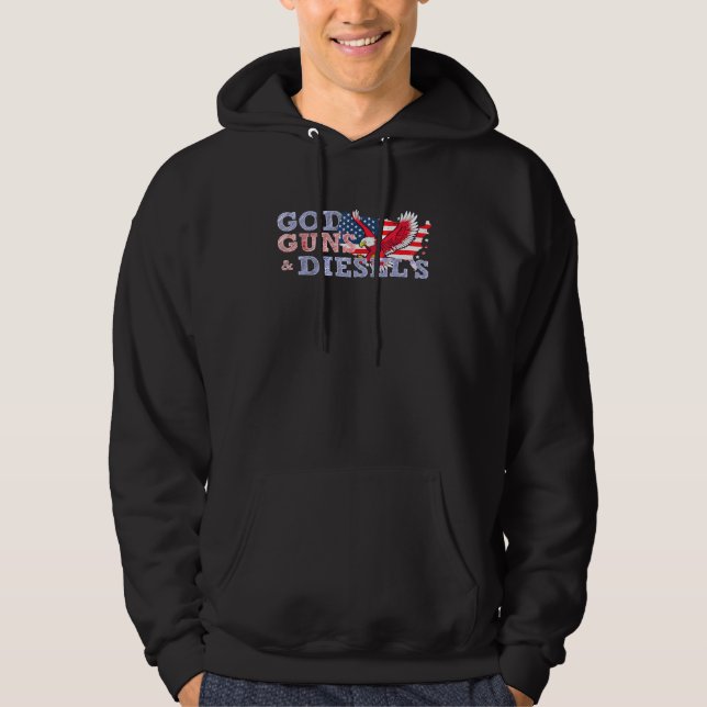 God Guns Diesels - American Flag Country Silhouett Hoodie (Front)