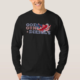 God Guns Diesels - American Flag Country Silhouett T-Shirt