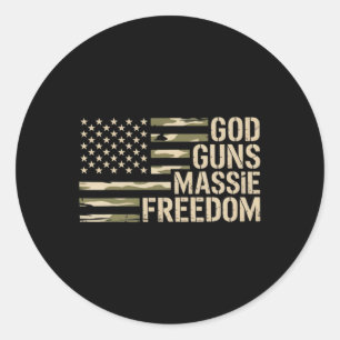 God Guns Mie Freedom Thomas Camouflage Usa Flag Classic Round Sticker