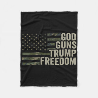 God Guns Trump Freedom - Funny Camouflage Pro Gun Fleece Blanket