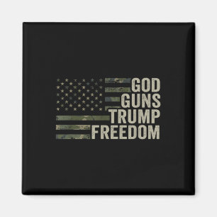 God Guns Trump Freedom - Funny Camouflage Pro Gun Magnet
