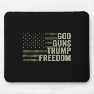 God Guns Trump Freedom - Funny Camouflage Pro Gun Mouse Mat