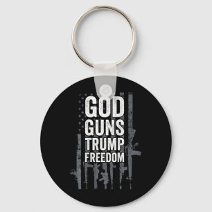 God Guns Trump Freedom - Funny Pro Gun Usa Flag (o Key Ring
