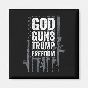 God Guns Trump Freedom - Funny Pro Gun Usa Flag (o Magnet