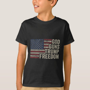 God Guns Trump Freedom - Pro Gun Usa Flag Funny Ch T-Shirt