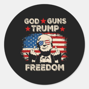 God Guns Trump Freedom Republican Conservative Vin Classic Round Sticker