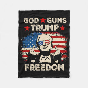 God Guns Trump Freedom Republican Conservative Vin Fleece Blanket