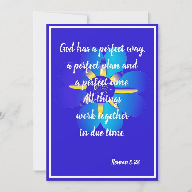 God has a perfect way Roman 8:28 Blue Card (Front)