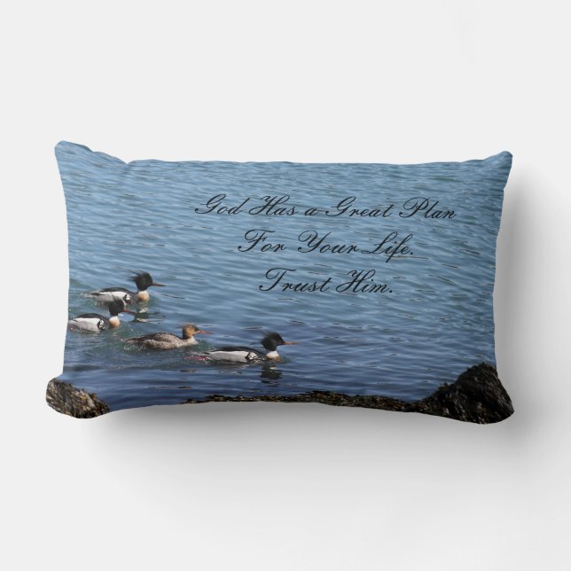 God Has A Plan Inspirational Quote Lumbar Pillow (Front)