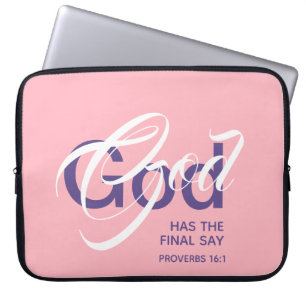 GOD HAS FINAL SAY Monogram Scripture Pink Laptop Sleeve