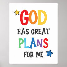 God Has Great Plans For Me Kids Christian Art