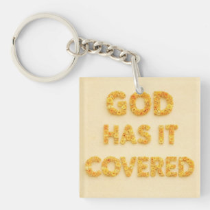 God has it covered yellow flowers Christian faith Key Ring