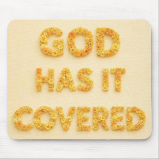 God has it covered yellow flowers christian faith mouse mat