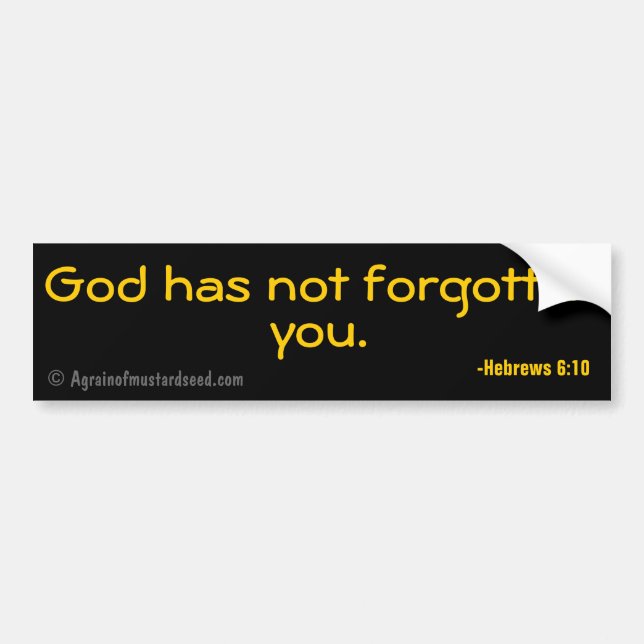 God has not forgotten you Christian Quotes Bumper Sticker (Front)
