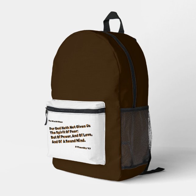 God Hath Not Given Us The Spirit Of Fear  Printed Backpack (Back Corner Right)