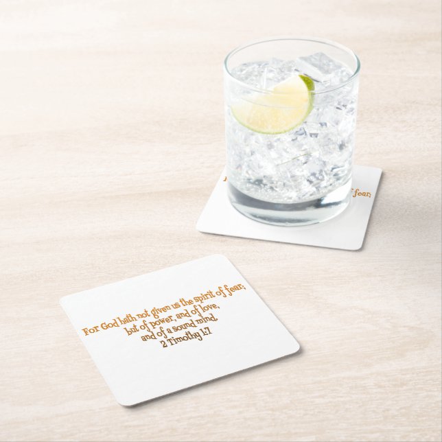 God Hath Not Given Us The Spirit Of Fear Square Paper Coaster (Insitu)