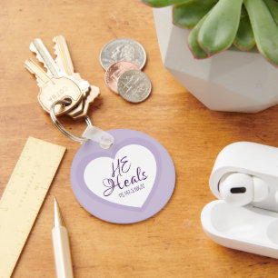 God Heals the Brokenhearted Light Purple Comfort Key Ring