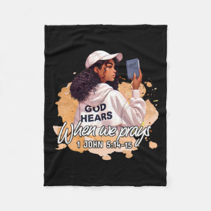God Hears When We Pray Faith Black History Month Fleece Blanket