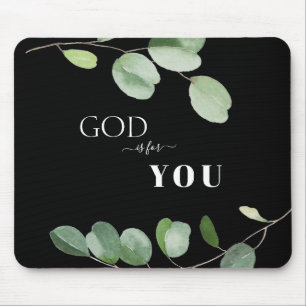 God if For You Eucalyptus Black Mouse Mat