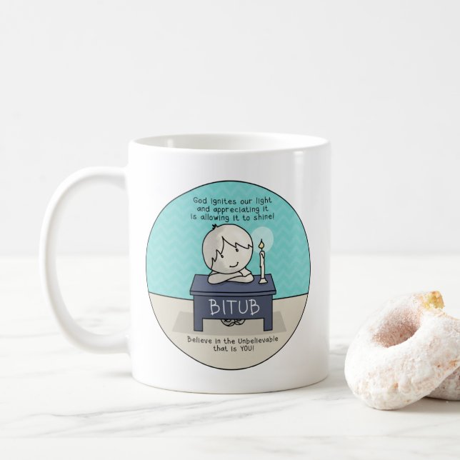 God Ignites Our Light Coffee Mug (With Donut)