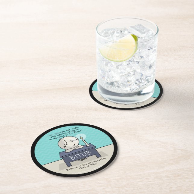 God Ignites Our Light Round Paper Coaster (Insitu)