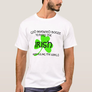 God Invented Booze To Keep Irish Shamrock Funny T-Shirt