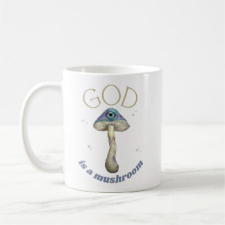 God is a Mushroom vintage style Coffee Mug