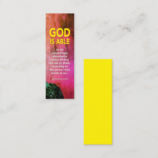 GOD IS ABLE Ephesians 3:20 Christian Mini Bookmark Calling Card (Front/Back)
