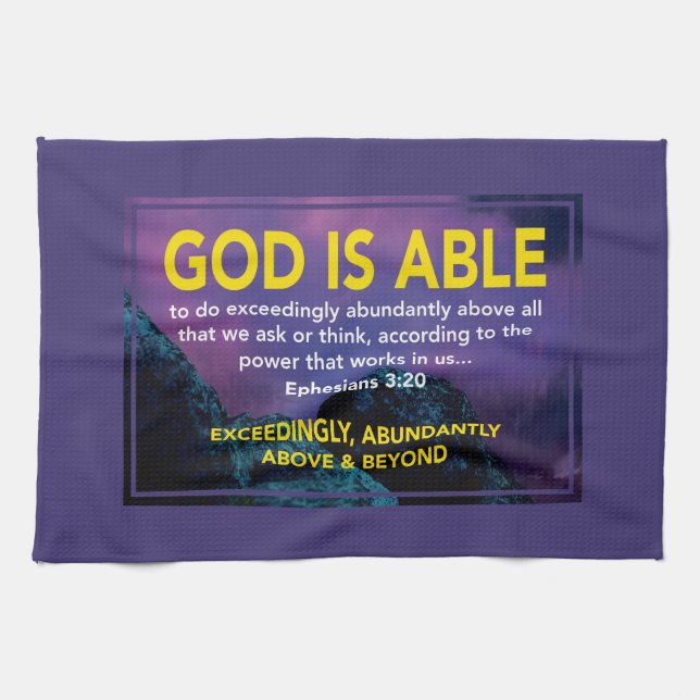 GOD IS ABLE | Ephesians 3:20 Christian Tea Towel (Horizontal)